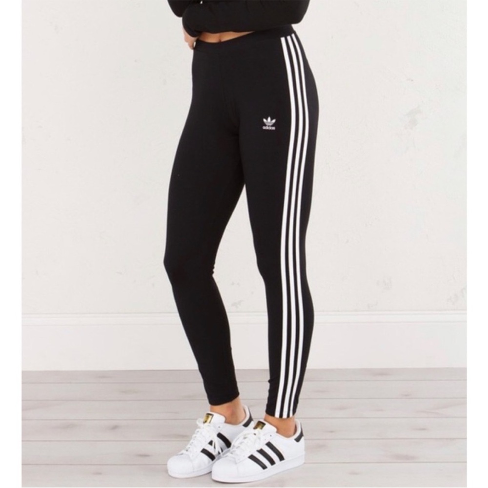 NEW Adidas 3 Stripe Tights Leggings Size XS Black Trefoil